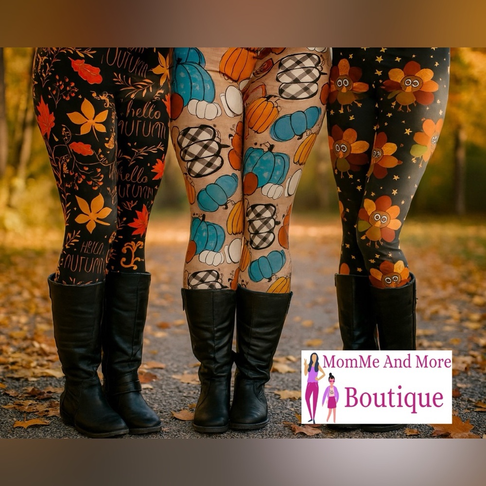 NEW Fall Thanksgiving Leggings for Women & Girls, Turkey, Pumpkin, Oak Leaf